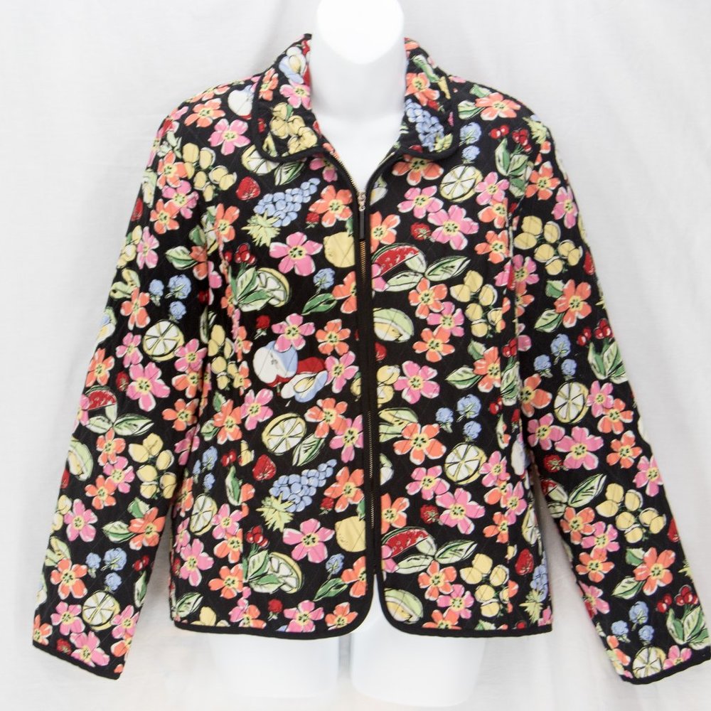 Requirements Fruit Pattern Quilted Jacket Size PL